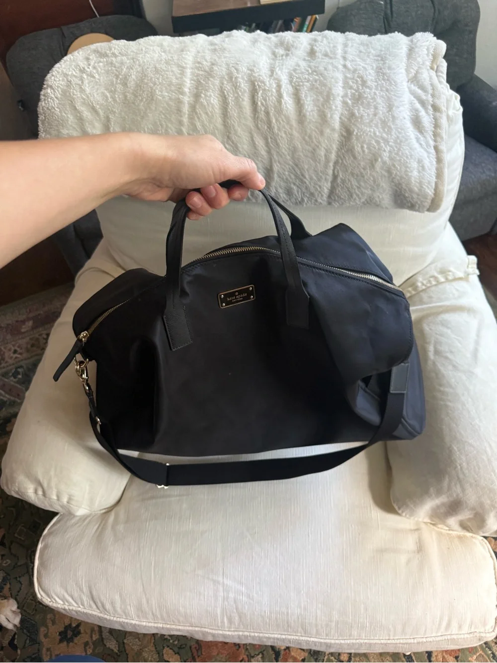 Kate Spade New York black Blake Avenue Filipa Nylon Weekender Duffle Bag